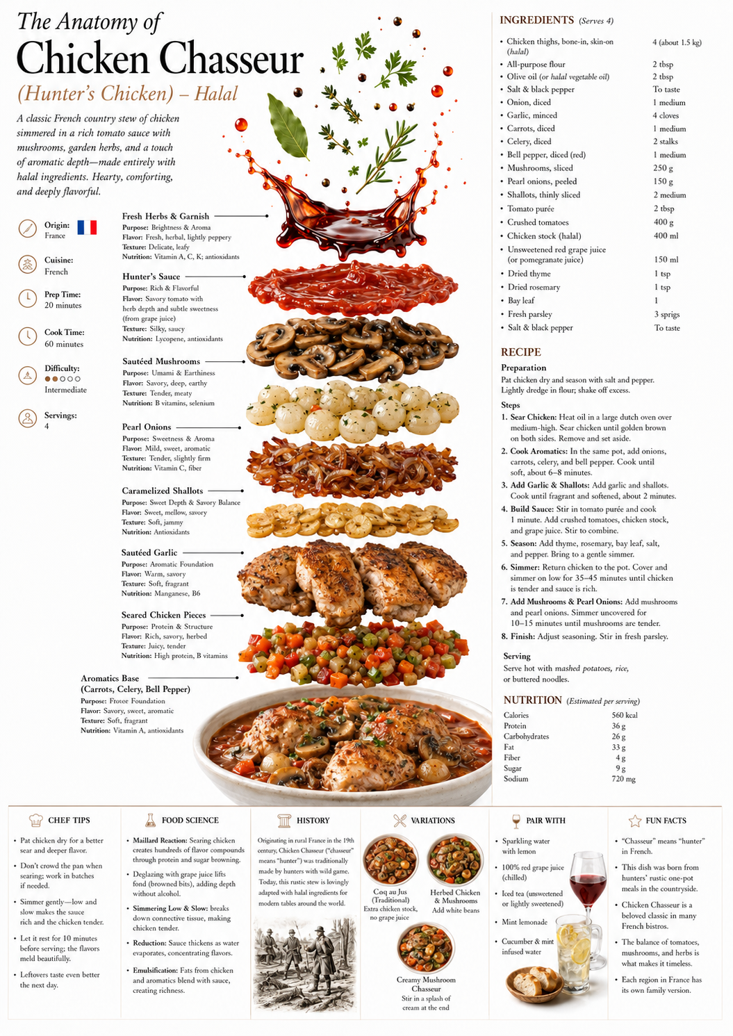Halal Chicken Chasseur culinary infographic